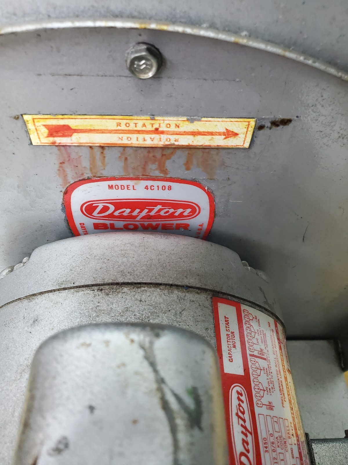 Dayton Air Blower 4C108 Dayton Motor 6K484 High Pressure Turbine Exhaust Blower