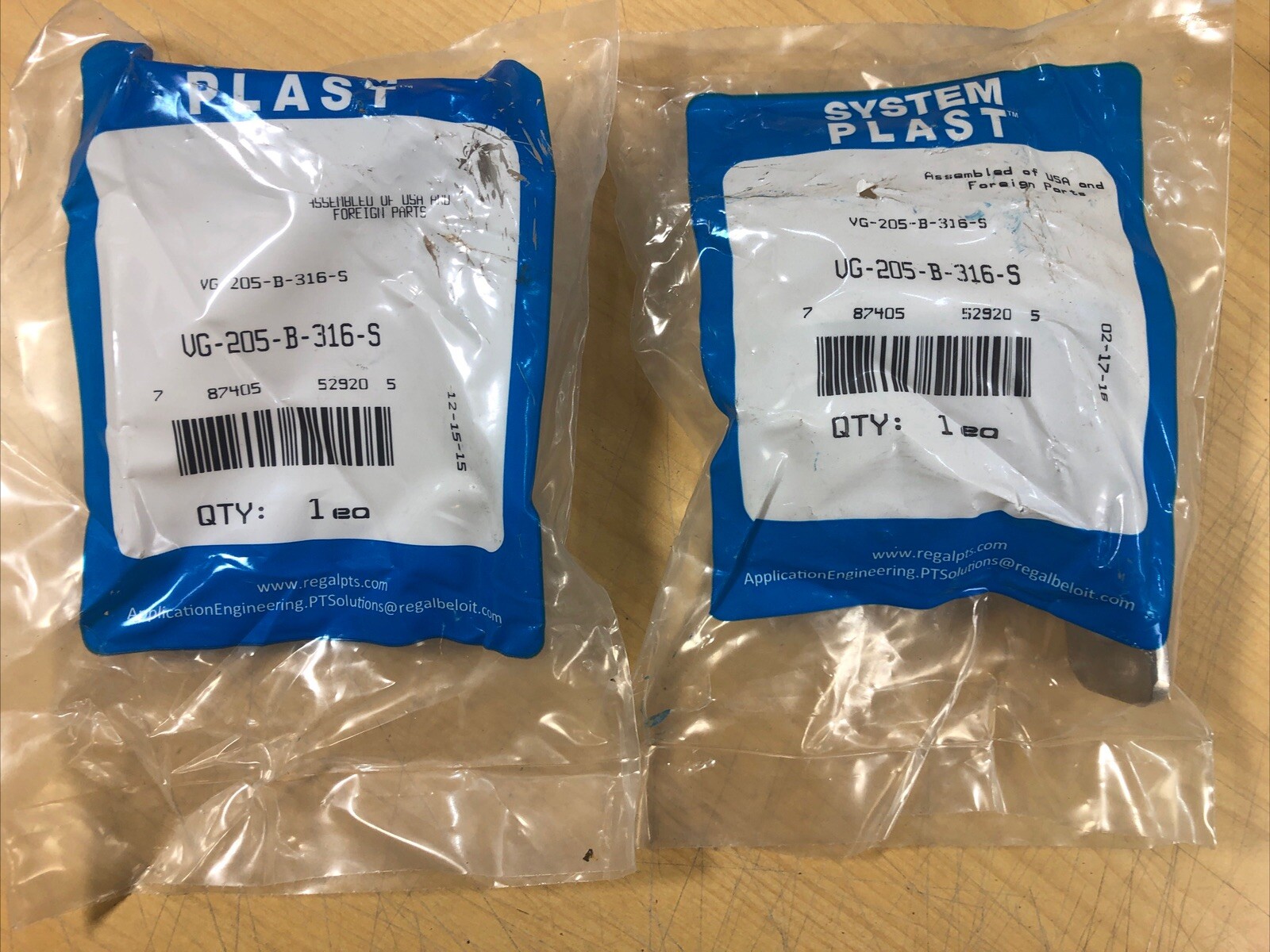 Lot of 2 – System Plast VG-205-B-316-S Brackets (5701)