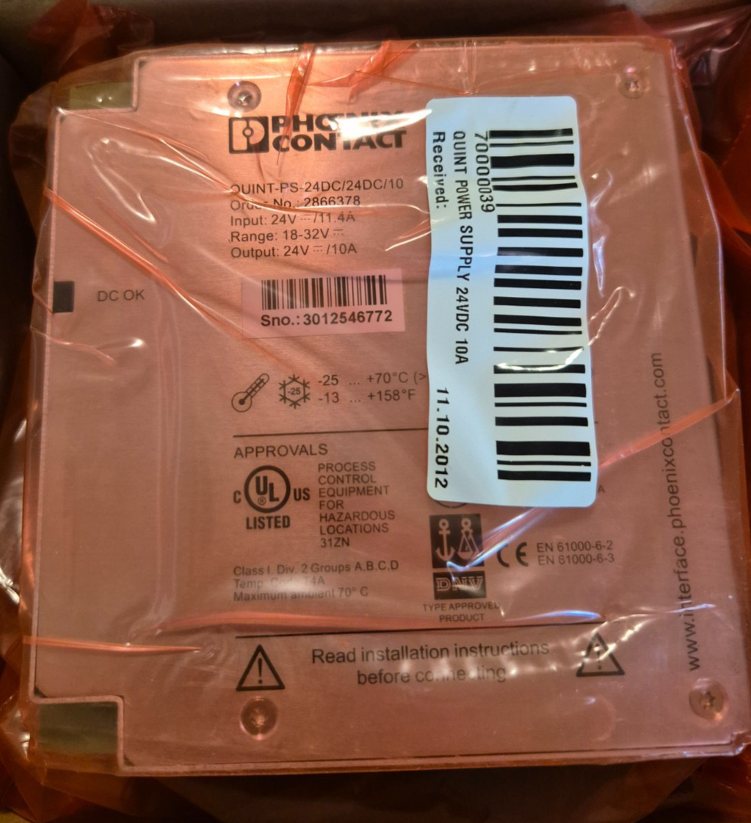 QUINT-PS-24DC/24DC/10 Phoenix Contact 2866378 DC/DC Converter Input: 24VDC