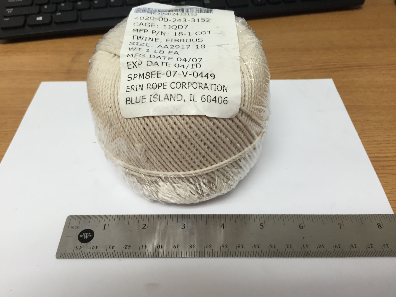 A-A-2917-18 1Lb. Round Cotton Twine Spool Size 18 (A-A-1451)