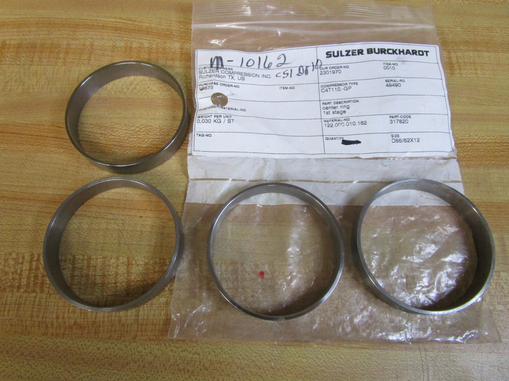 Sulzer Burckhardt D66/62X12,CT Centering Ring M-10162 (Pack of 4)