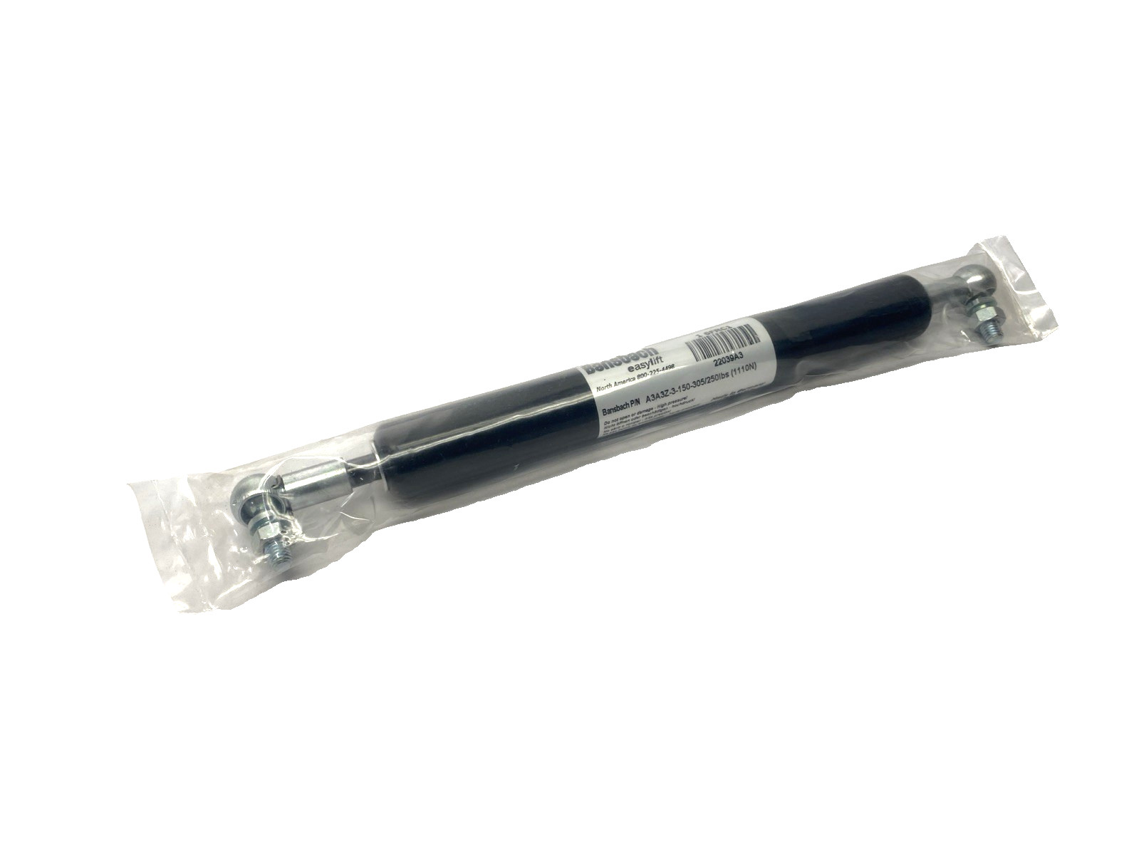 Bansbach A3A3Z-3-150-305/250lbs Gas Spring, 5-29/32″ Stroke, M8 Elbows 22039A3