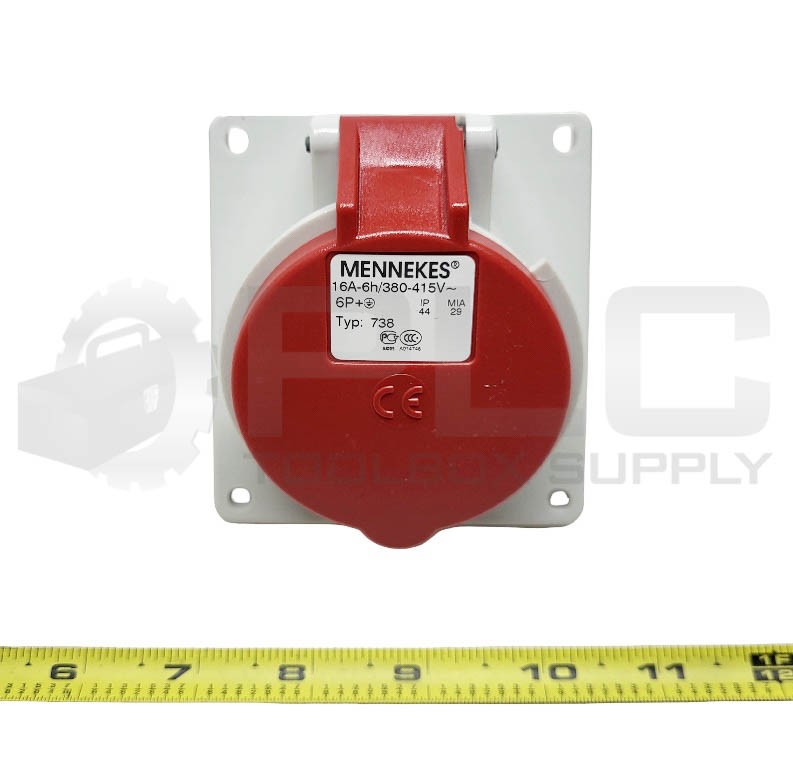 NEW MENNEKES NO738 PANEL MOUNTED SOCKET-OUTLET 16A-6H/380-415V~6P+