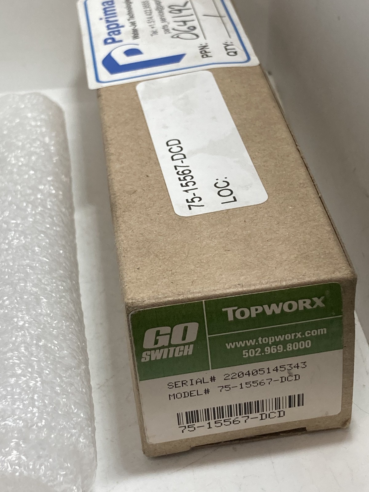 TOPWORX 75-15567-DCD PROXIMITY SWITCH 120VAC 4A 1/2NPT 4 PIN SS NIB