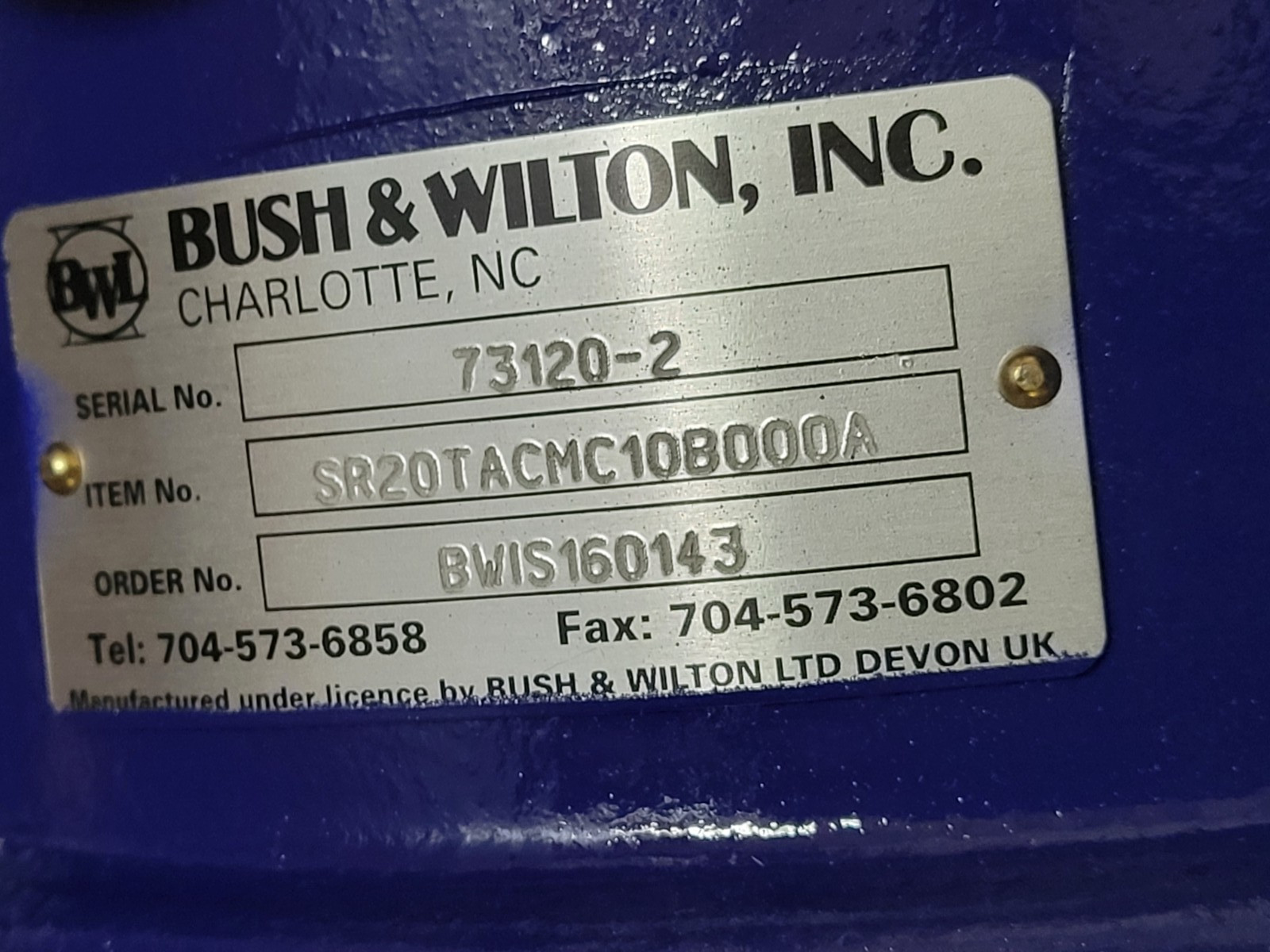 Bush & Wilton SR20TACMC108000A SR20 Rotary Air Lock.