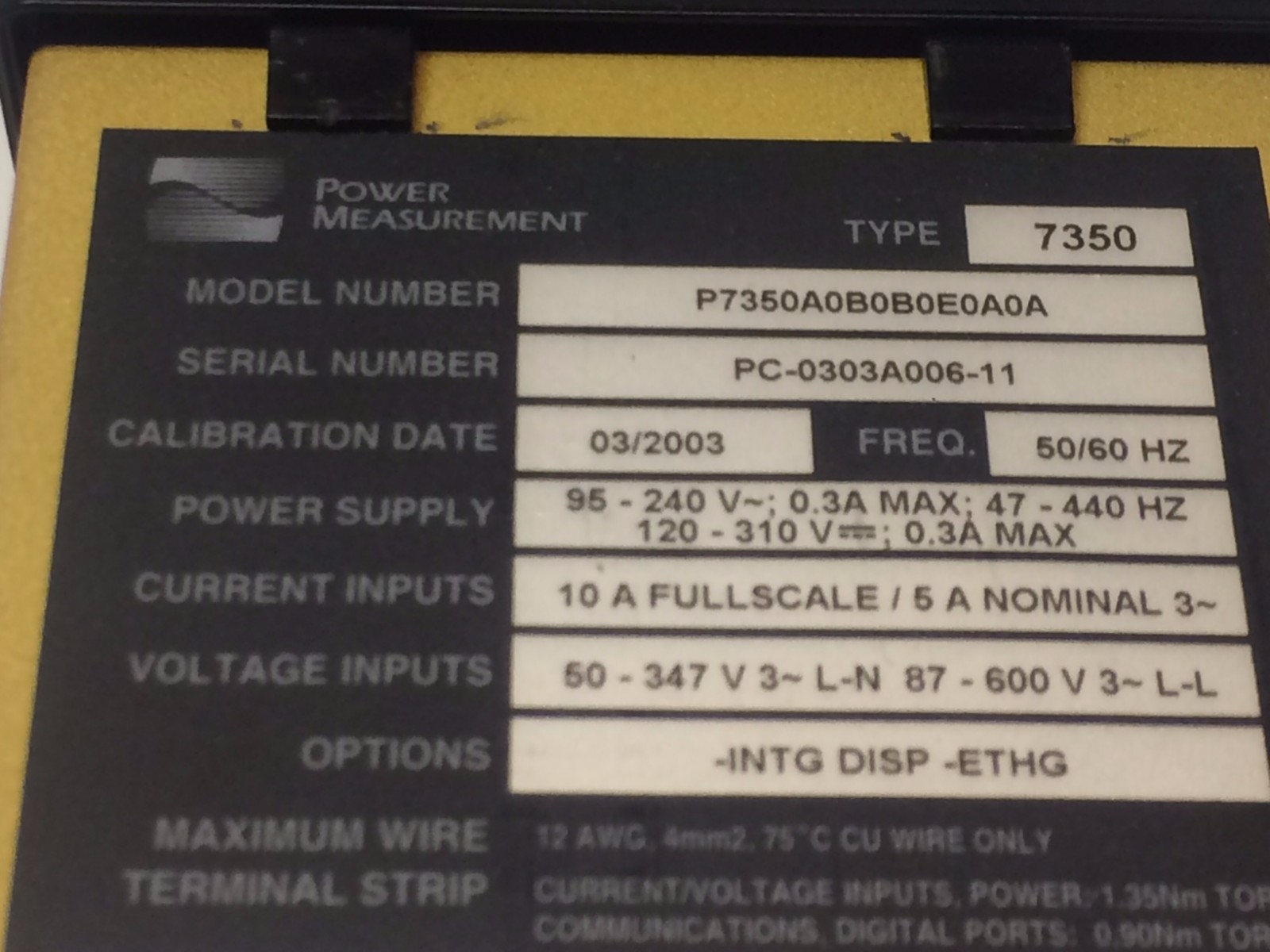 GUARANTEED! ION POWER MEASUREMENT METER P7350A0B0B0E0A0A / INTG-DISP-ETHG