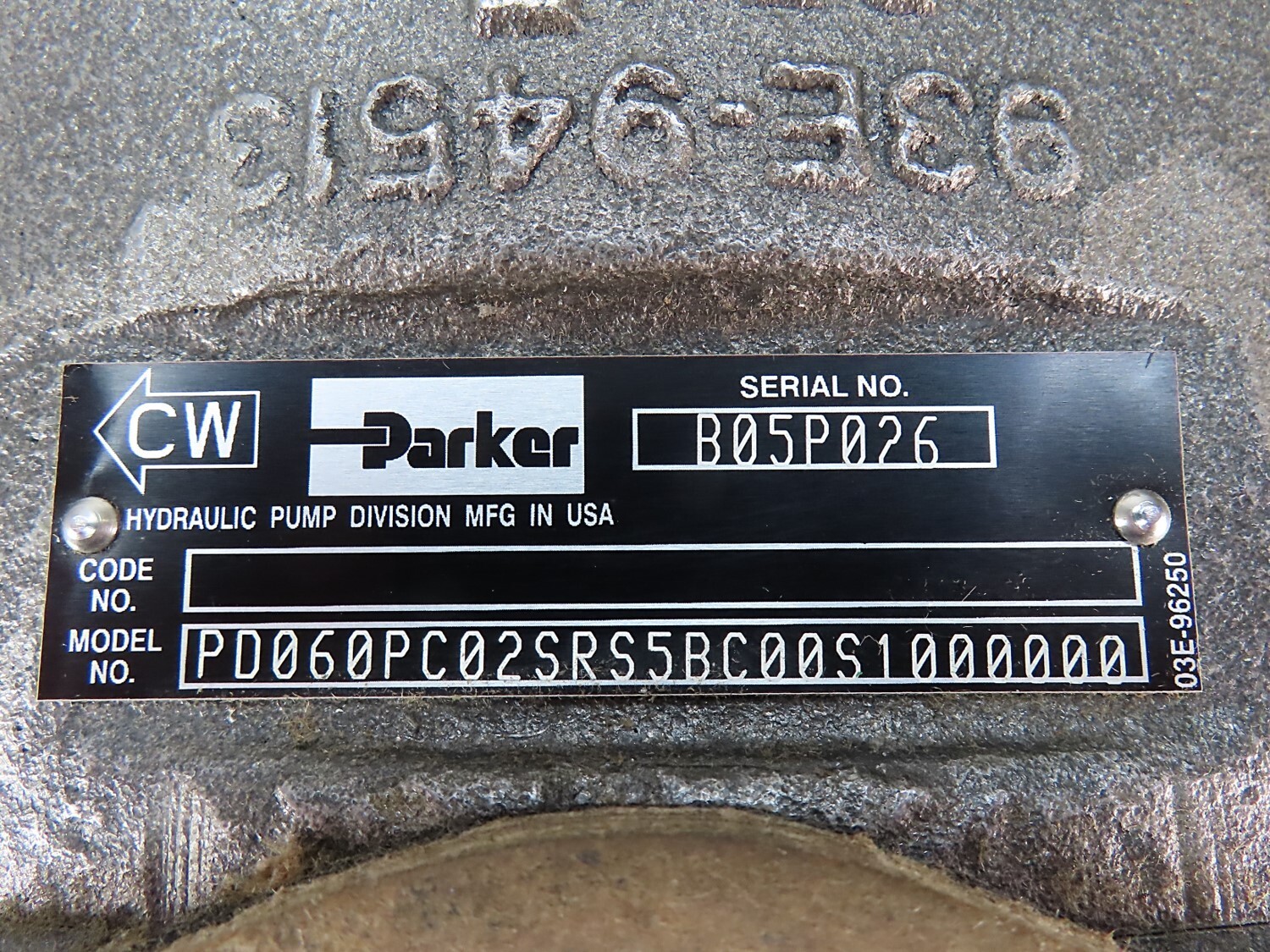 Parker PD060PC02SRS5BC00S1000000 P1/PD Medium Pressure Mobile Piston Pump NEW