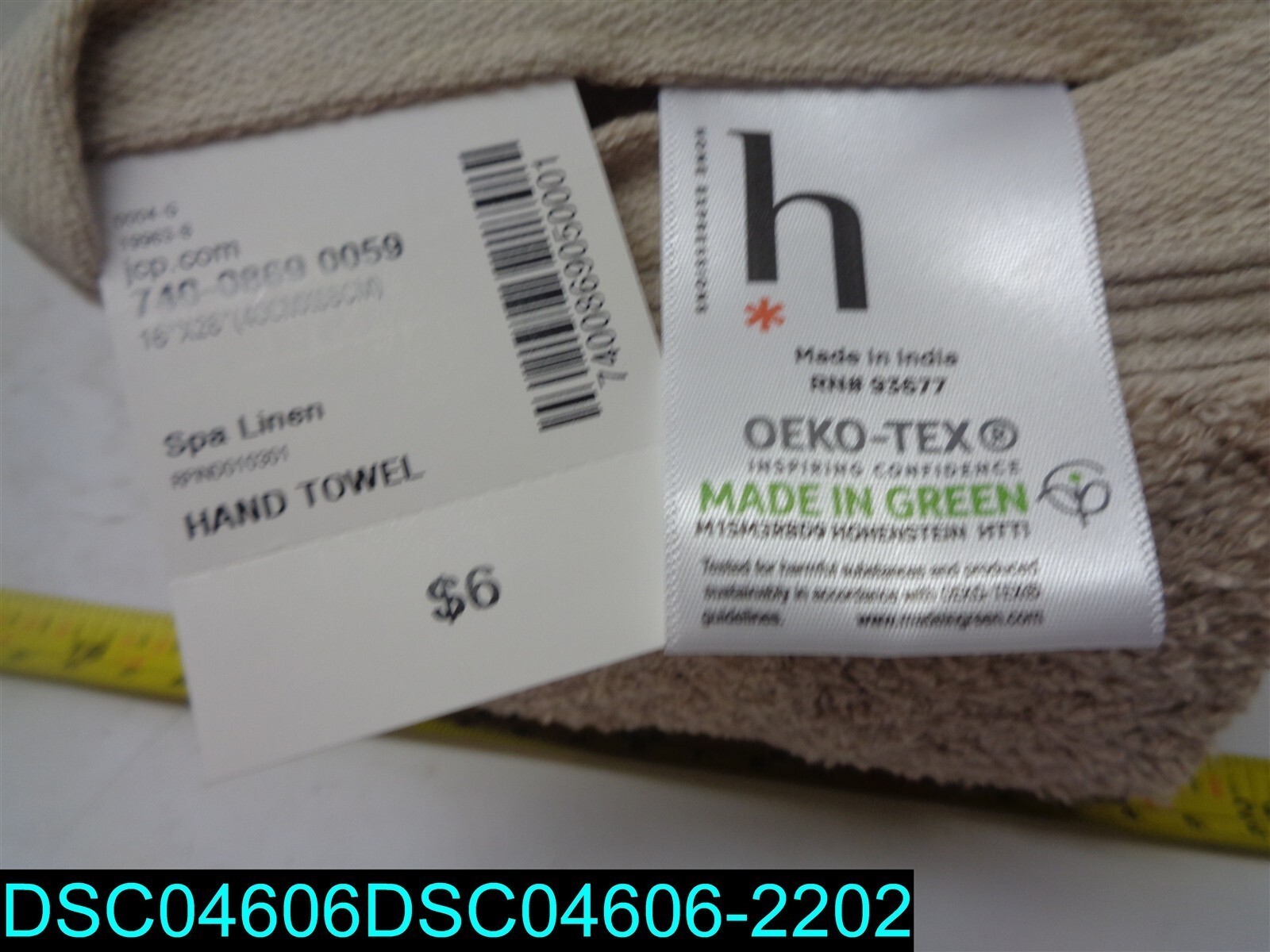 QTY=9: OEKO-TEX HAND TOWELS 93677 740-0869 0059