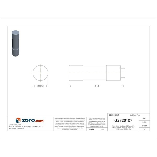 Eaton Bussmann Lp-Cc-6 Cc Class, Time-Delay, 6A, 600V Ac, Non-Indicating