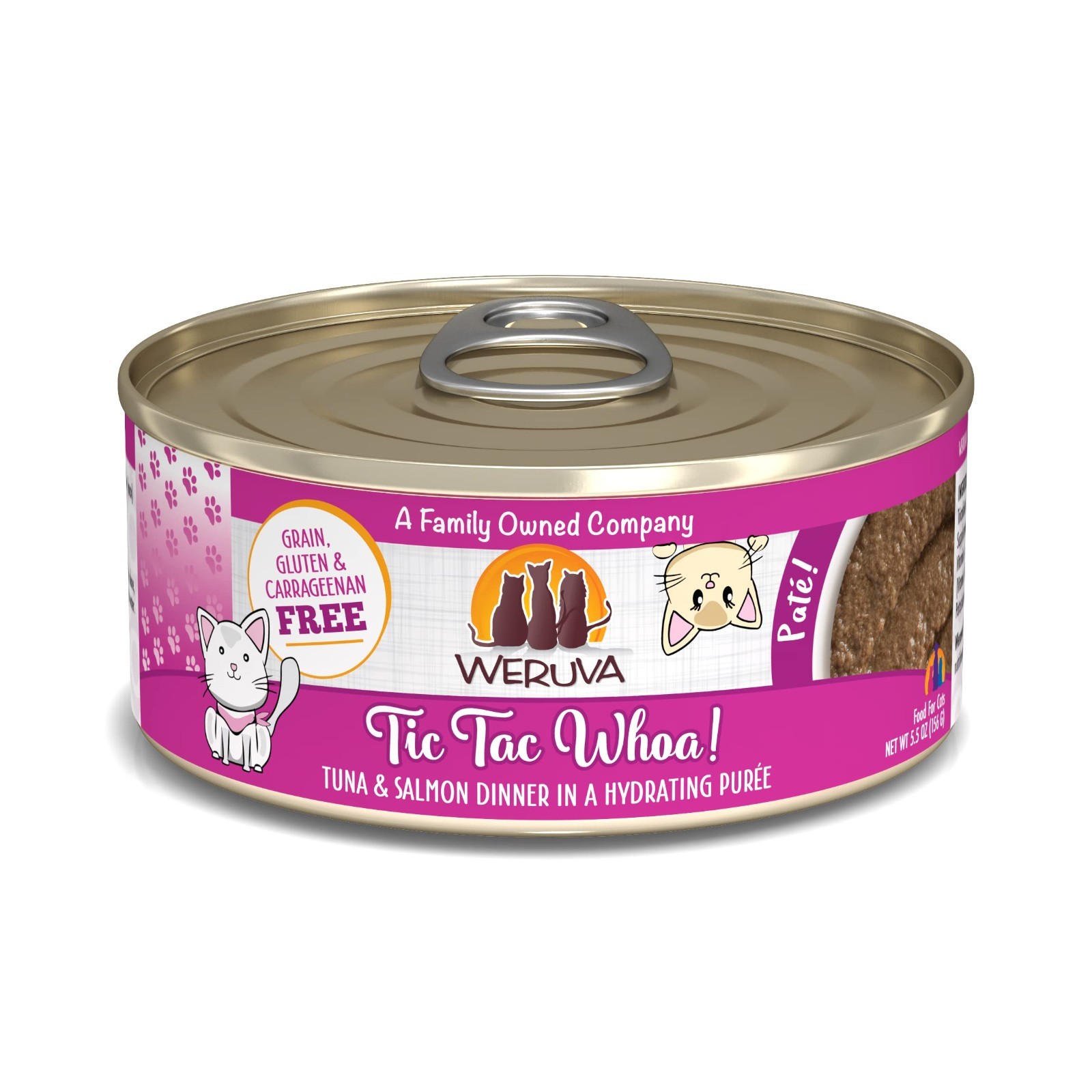 Weruva Wet Cat Food, Tic Tac Whoa with Tuna and Salmon Pate, 5.5oz Can, 24ct
