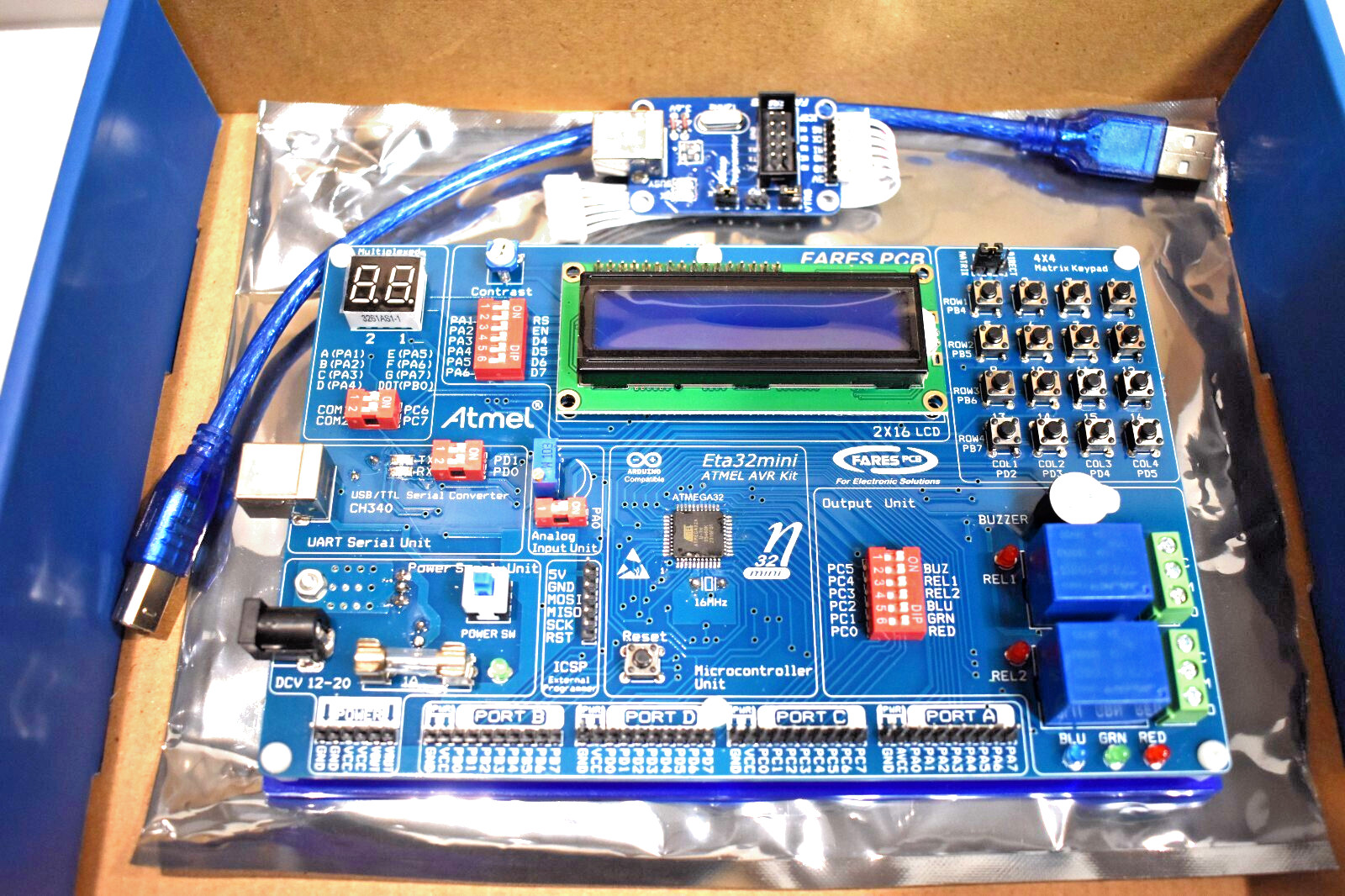 ATMEL AVR development Board Atmega32 kit (Eta32mini)