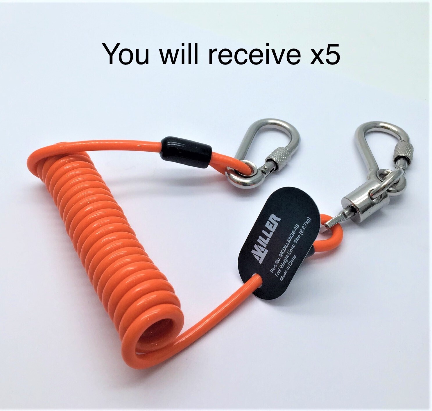 Miller Mcoillan36-48 Coil Style Tool Lanyard c/w Screw Gate Carabiners Honeywell