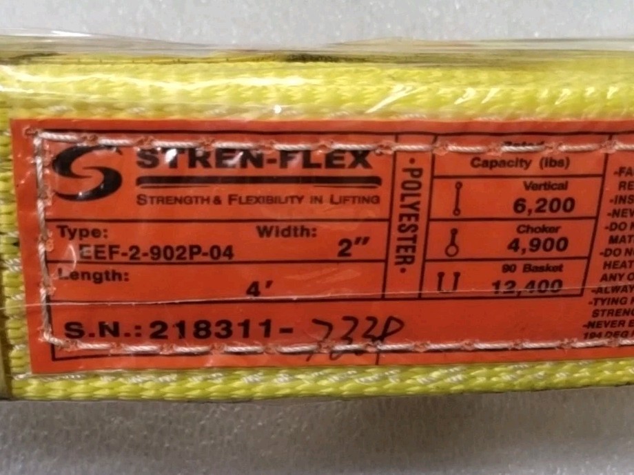 Set Of Two Stren-Flex EEF-2-902P-04 Synthetic Web Sling, 4 Ft Long 2 In Wide NEW