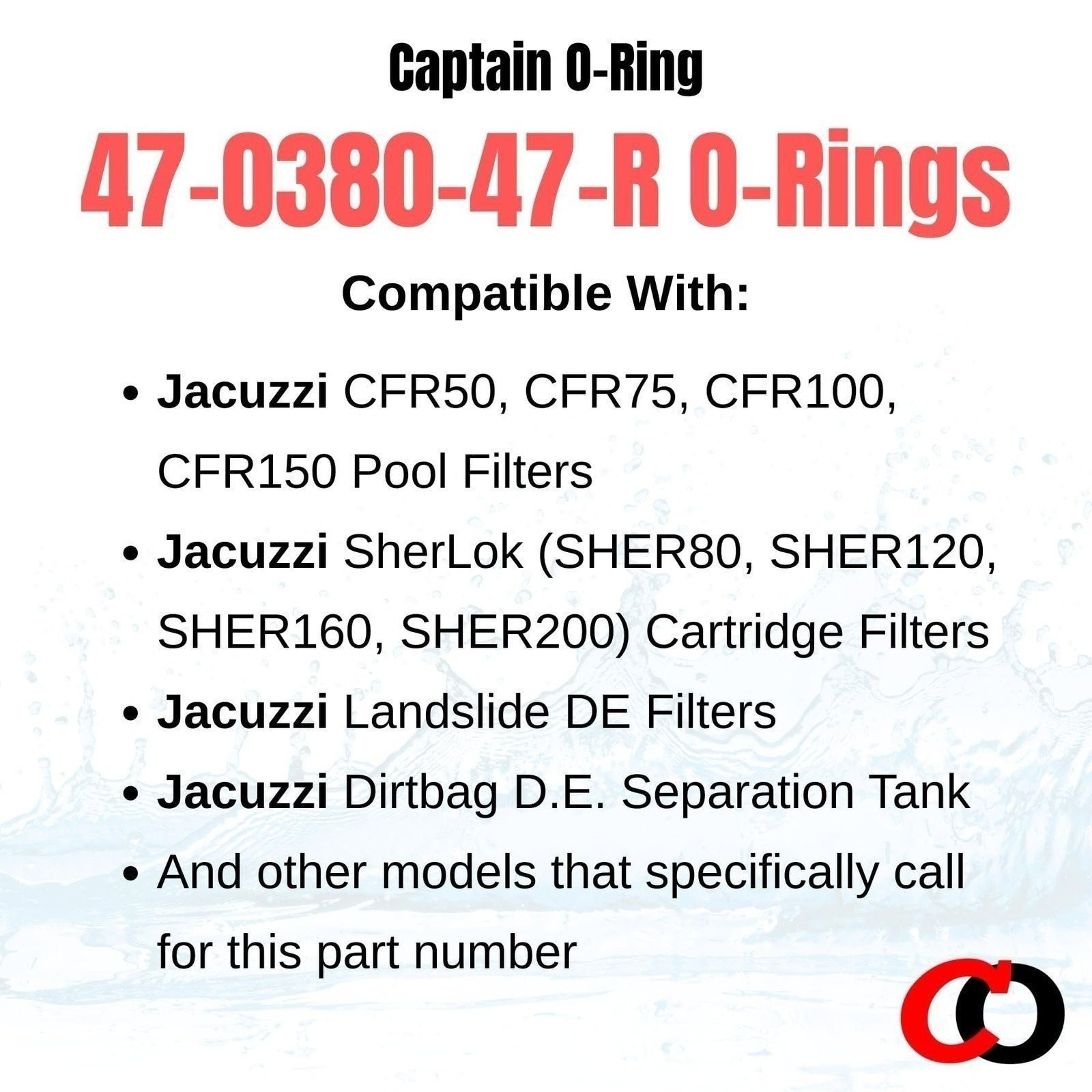 47-0380-47-R O-Rings for Jacuzzi CFR SherLok Landslide Dirtbag (2 Pack)