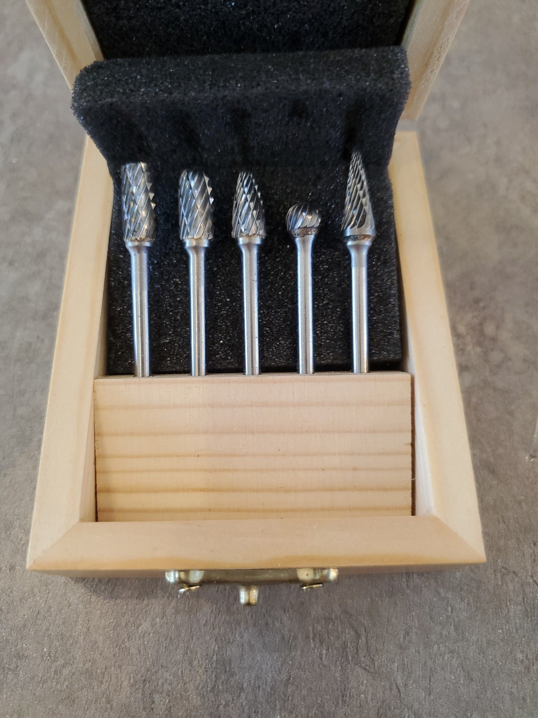 Westward 2Lyt5A Carbide Bur Set, Dbl Cut, 1/8 In, 5 Pcs