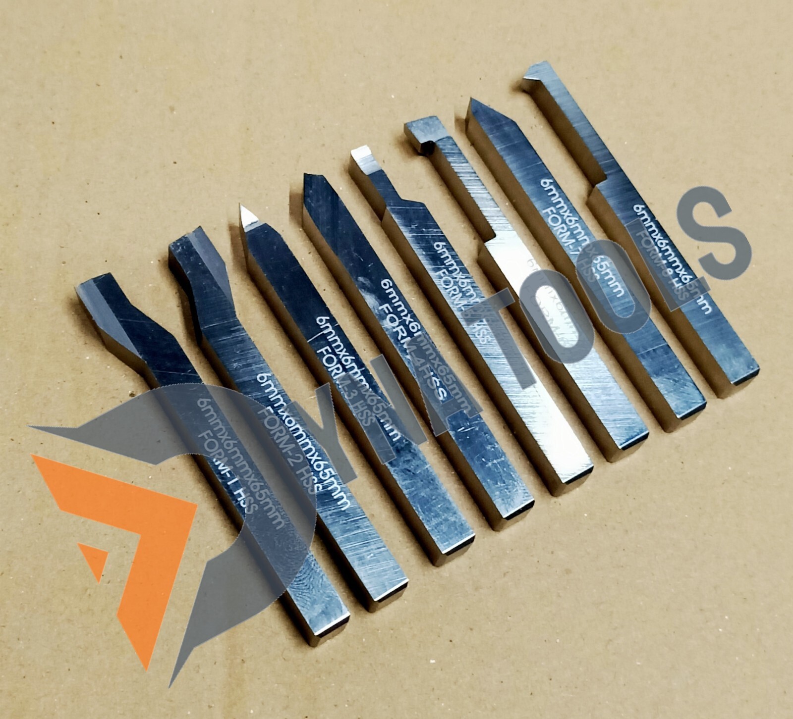 6mm x 65mm HSS Lathe Form Tools Set Of 8 Pieces Square Shank Pre-Formed Tools