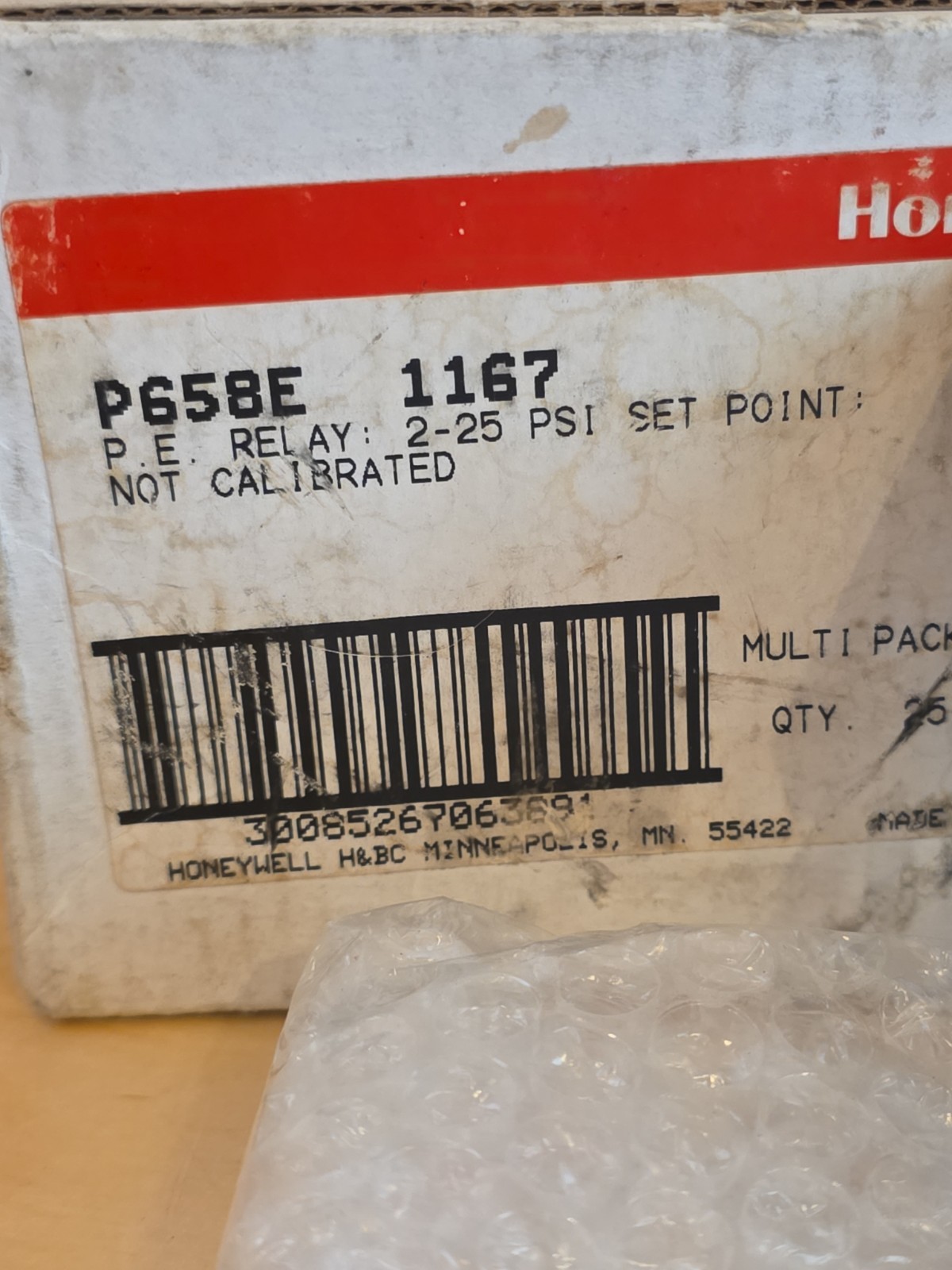 Honeywell P658E1167 Pneumatic Electric Switch 2-25 psi Replacement MPN