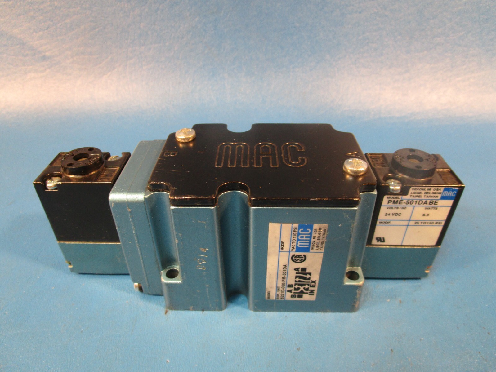 MAC 6321D-000-PM-501DA SOLENOID VALVE; 4-WAY; 0-150PSI; 110/120VAC; 50/60HZ; 6.8