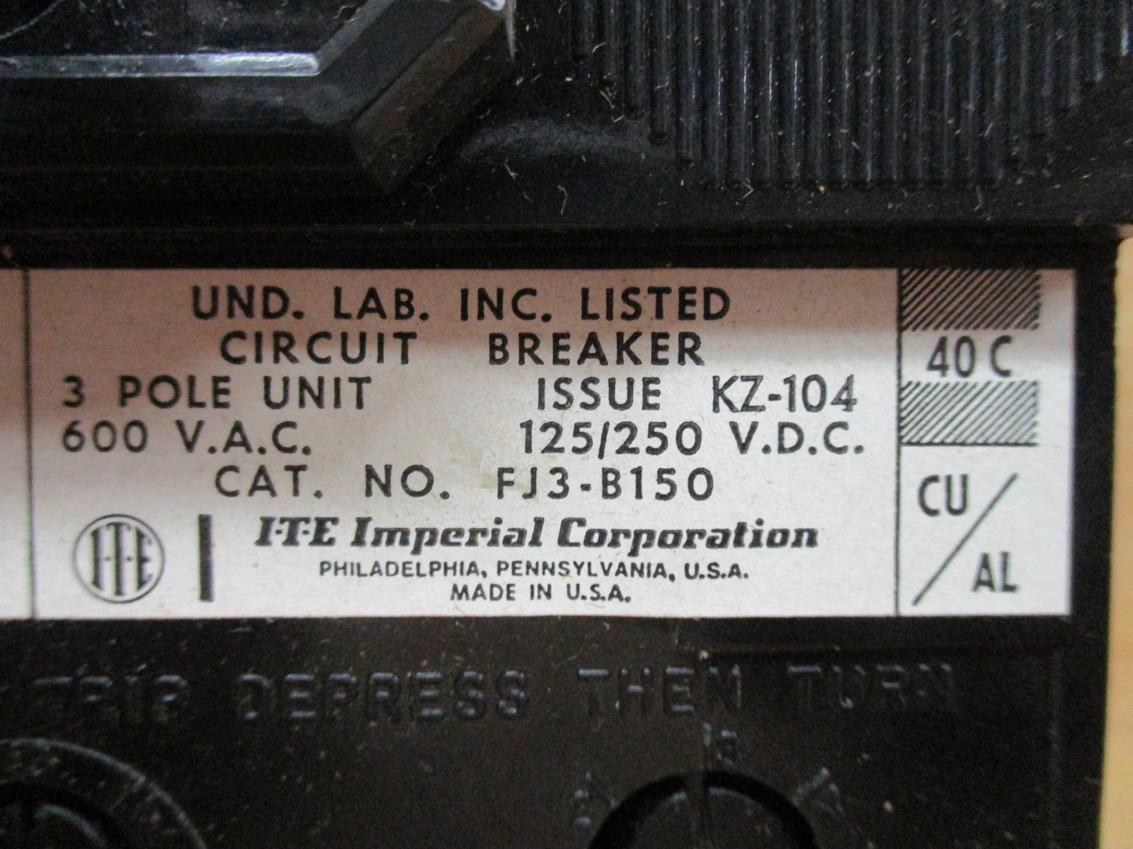 ITE FJ3-B150 Siemens Circuit Breaker 100 AMP