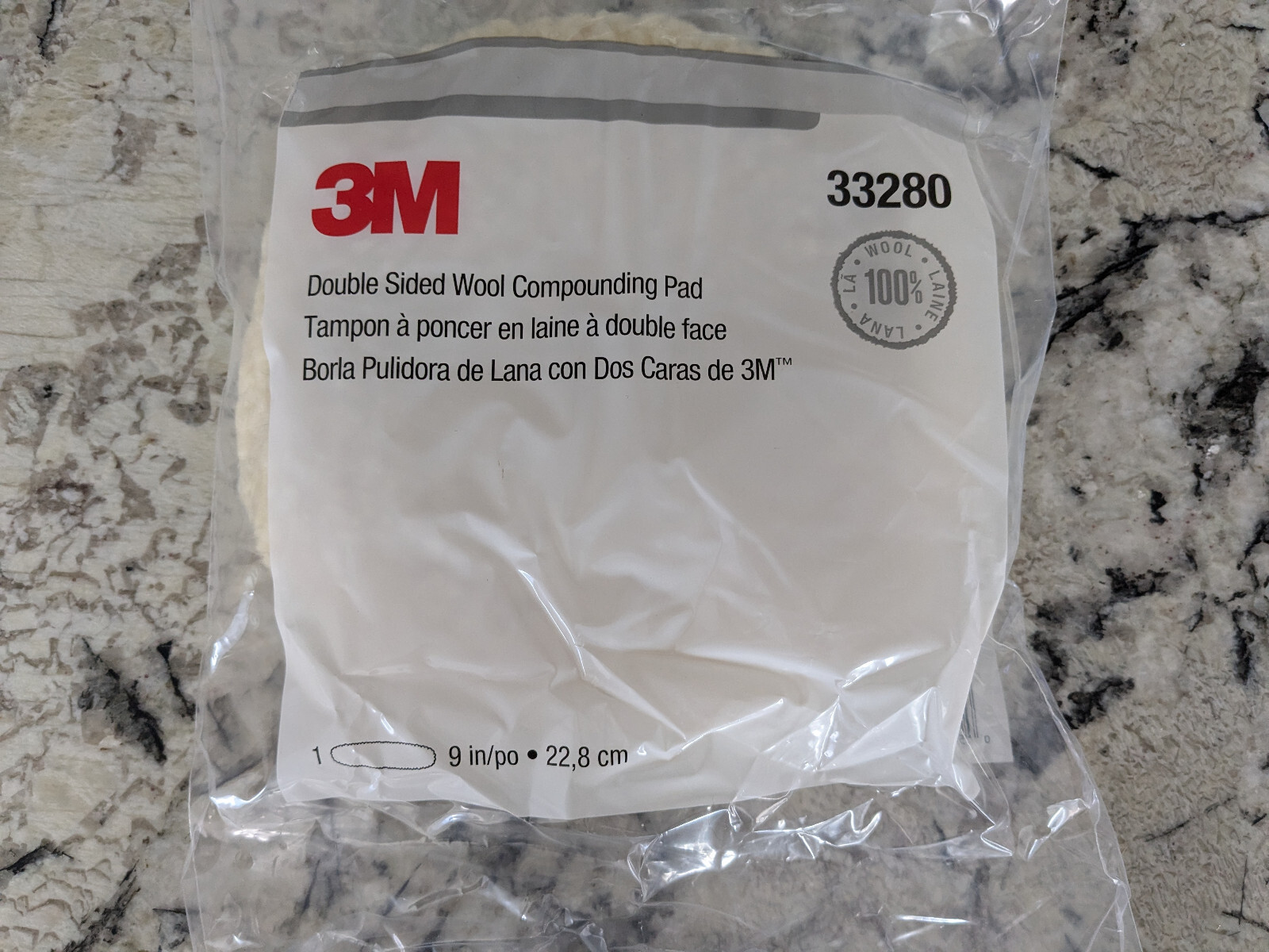 NEW 3M Wool Compounding Pad, 33280, 9 in, Double Sided, 6 per case (Case of 6)