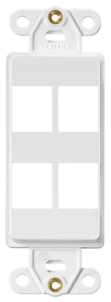 Leviton 41644-W QuickPort Decora Insert, 4-Ports, White