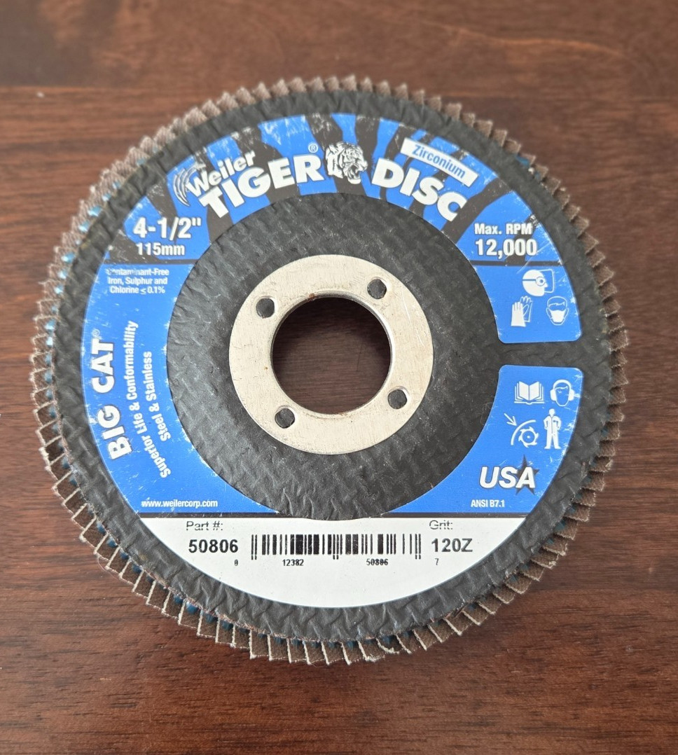 Weiler Tiger Big Cat 4 1/2″ X 7/8″ 120 Grit Type 27, 50806