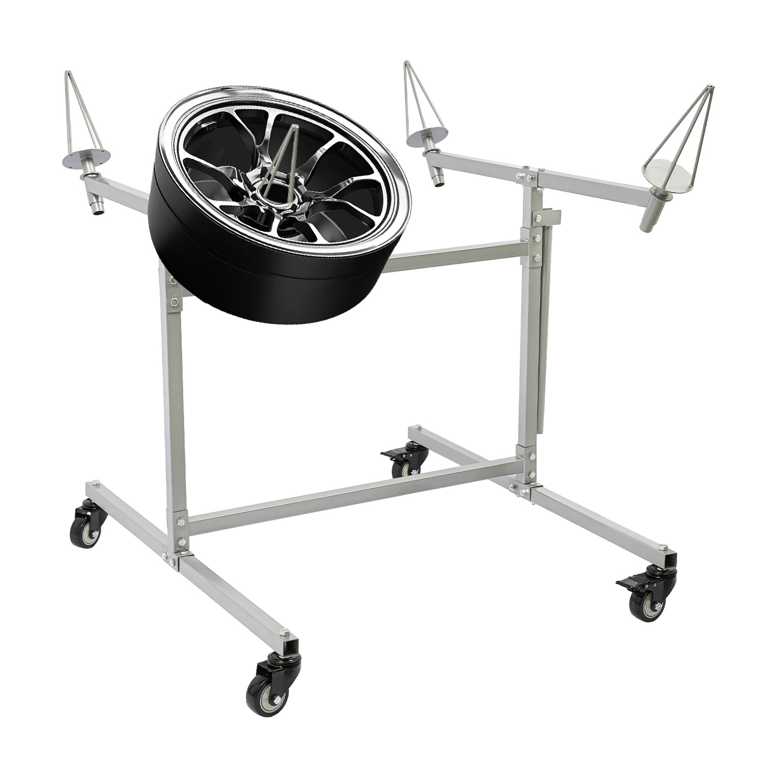 Mobile Wheel Rim Painting Stand F02 With Swivel Casters 300lbs Heavy Duty Rack