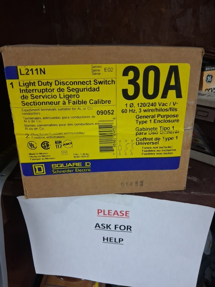 Square D L211N 30 Amp Light Duty Disconnect Switch (44893-G7)