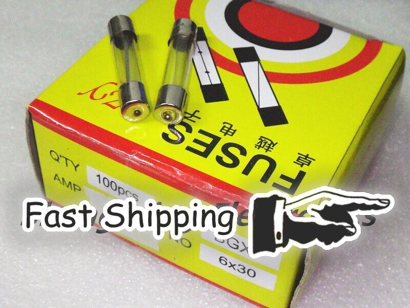 100pcs 20A 250V Quick Fast Blow Glass Tube Fuse 6x30mm F20AL250V