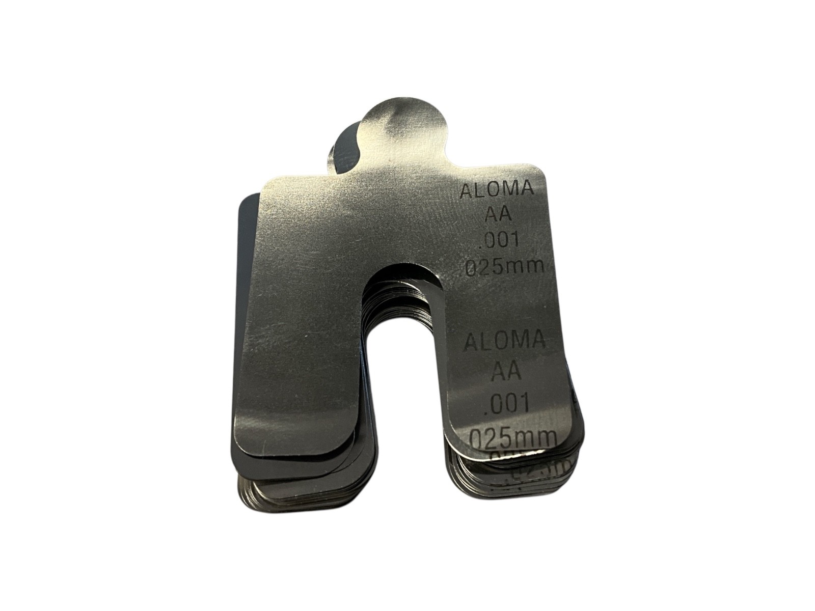 ALOMA AA-0.001 Pre-Cut Stainless Steel Slotted Shims .001” / 0.025mm Pack of 40