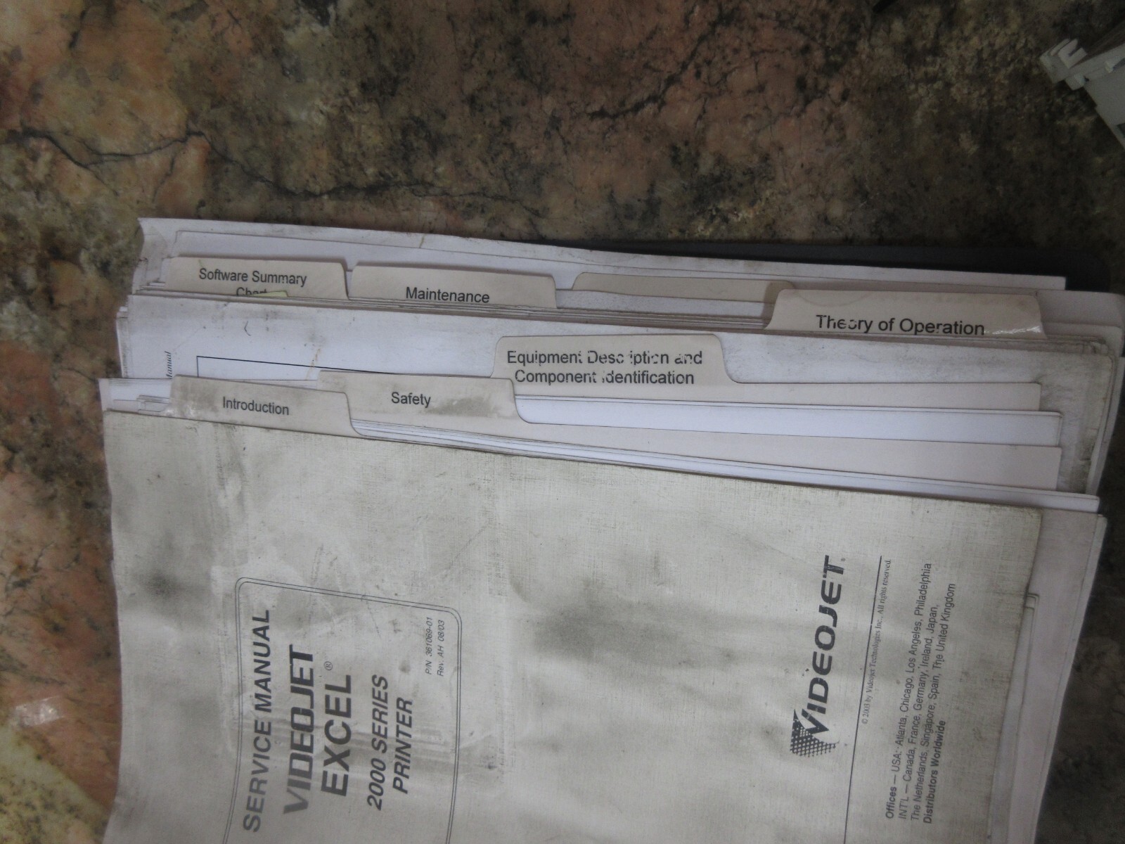 VIDEO JET EXCEL SERVICE MANUAL 2000 SERIES PRINTER 361069-01 AH 08/03
