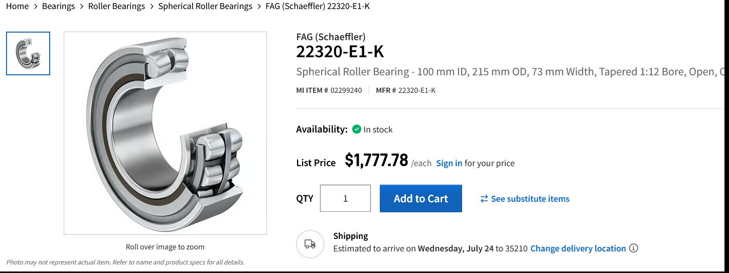 1 NEW FAG 22320-E1-XL-K C3 100 X 215 X 73mm ROLLER BEARING NIB ***MAKE OFFER***