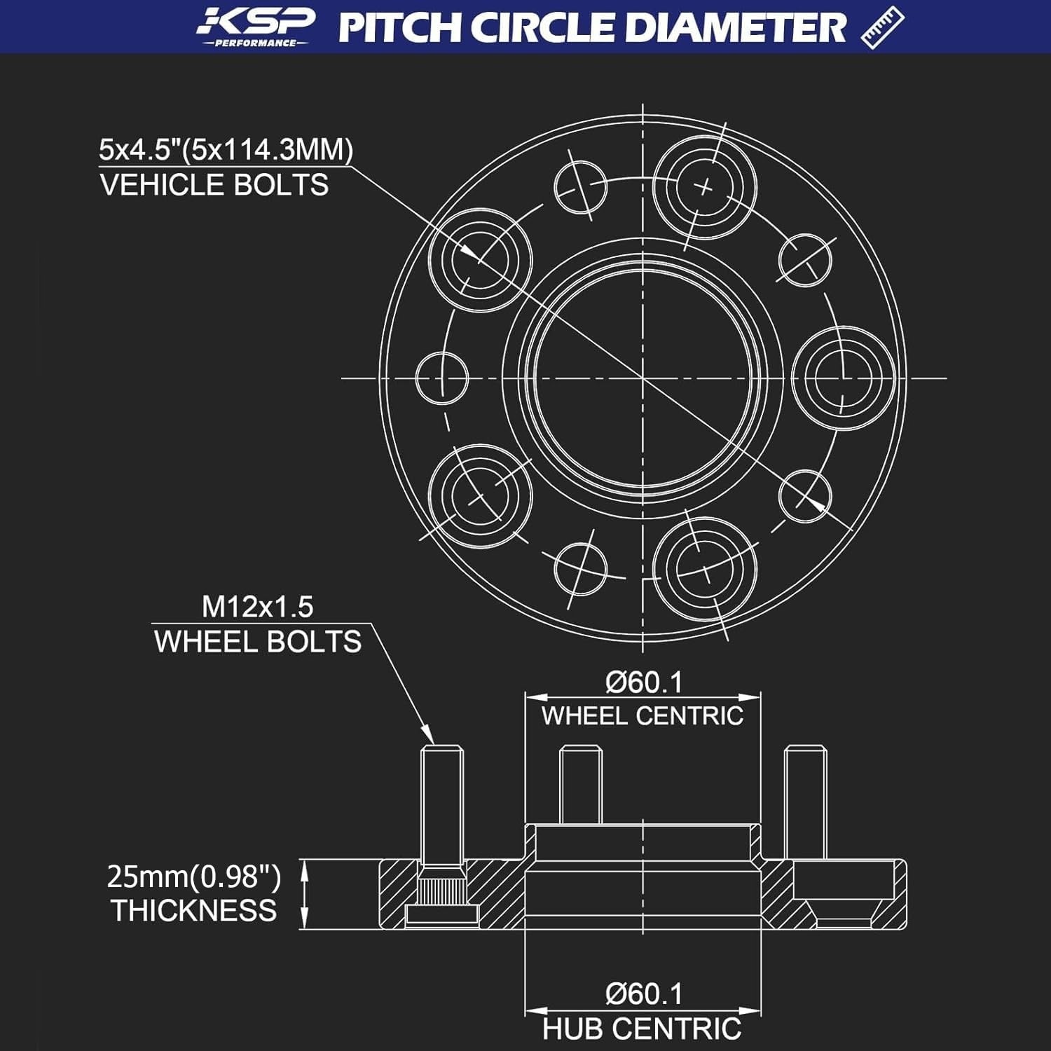 1 Inch Hub Centric Wheel Spacers 5×4.5 Fit Tacoma Camry RAV4 Highlander KSP