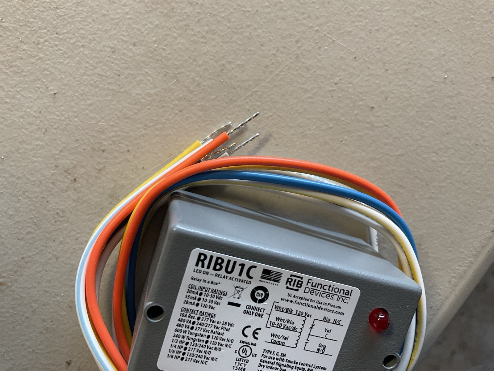 Functional Devices INC/Rib Prewired Relay 10 to 30VAC/DC 120VAC 10A 277V 10A 28V