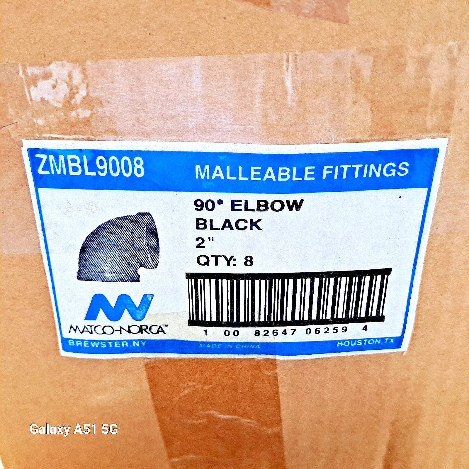 Box Of 8 2 Inch Matco-Norca ZMBL9008 Malleable 90 Elbow NEW NOS FREE SHIPPING