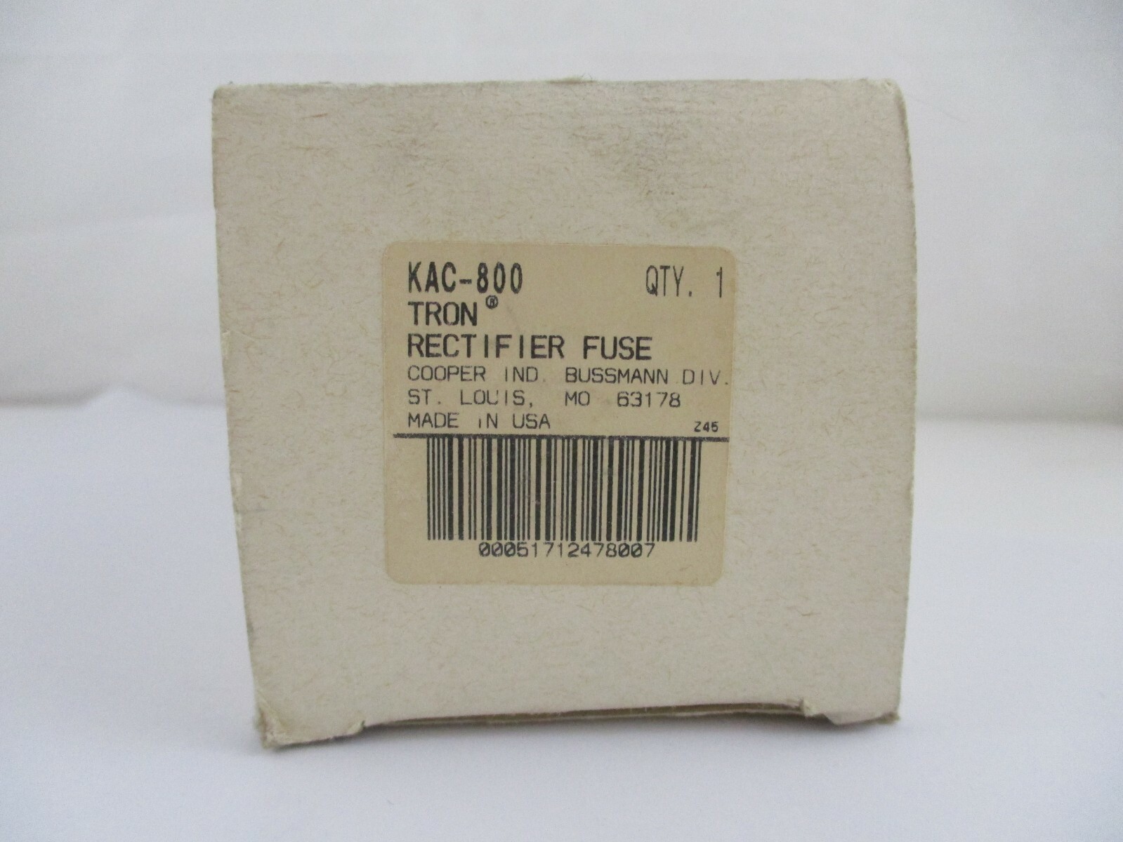 COOPER BUSS TRON RECTIFIER FUSE KAC-800 800 AMPS/ 600 VOLTS *NEW IN BOX*