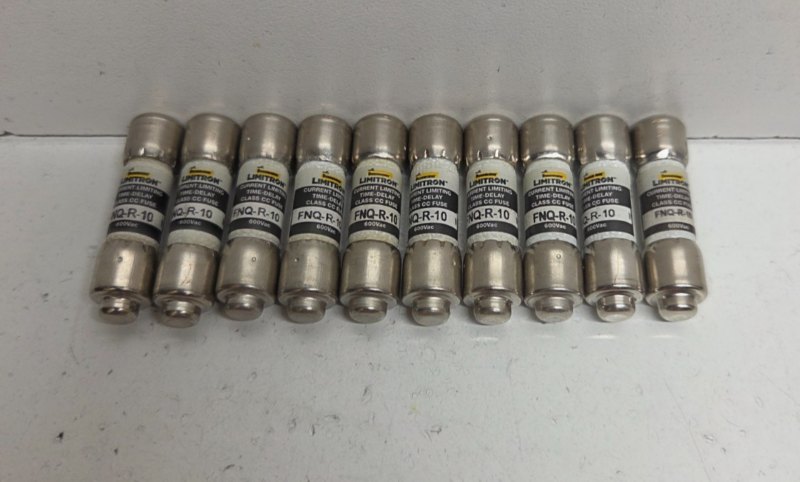 LOT OF 10 NEW NO BOX! BUSSMANN LIMITRON 10A 600V CC CLASS FUSES FNQ-R-10