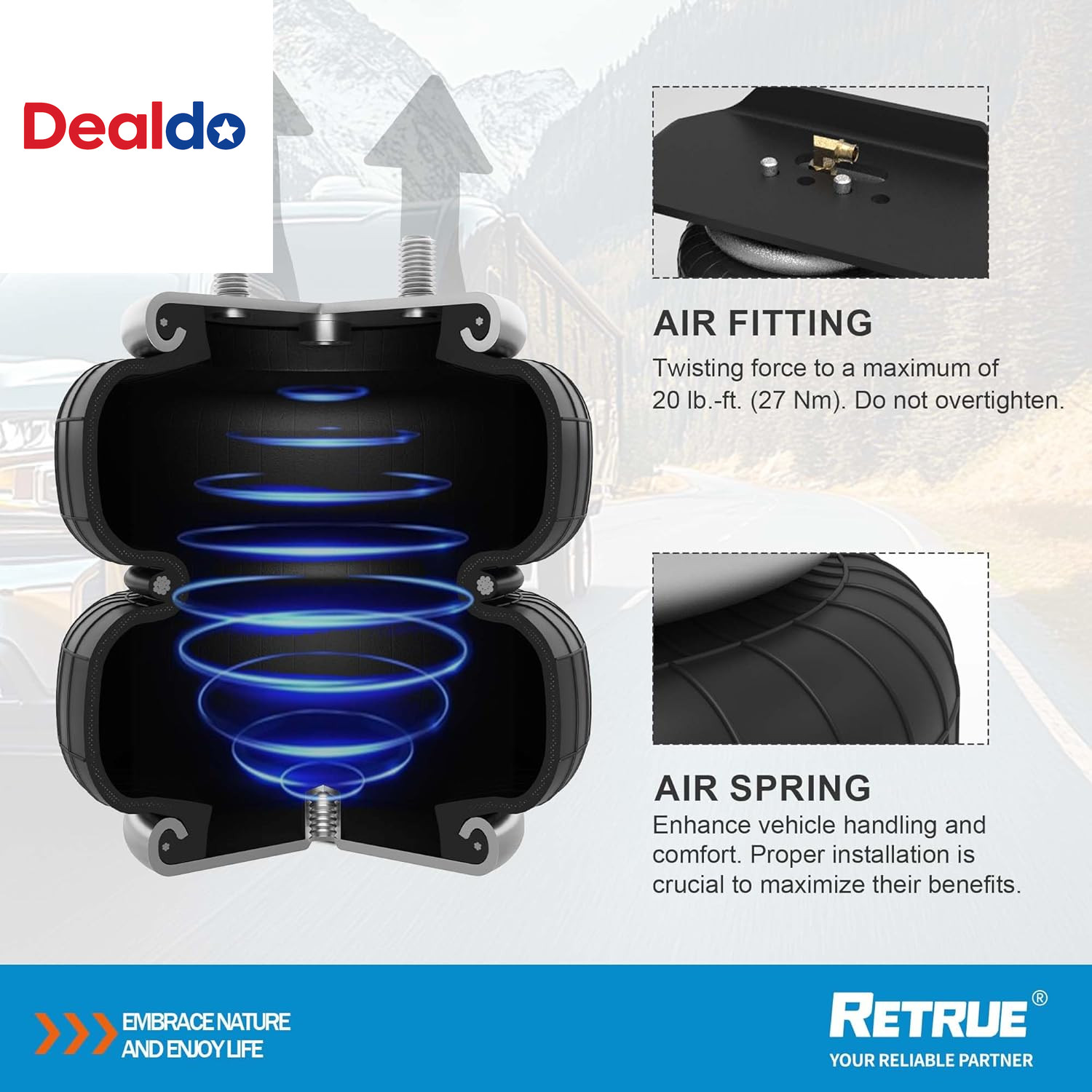 Rear Air Bags Suspension Kit for 2015-2025 Ford F150 Truck Towing, 5000 Lbs of L