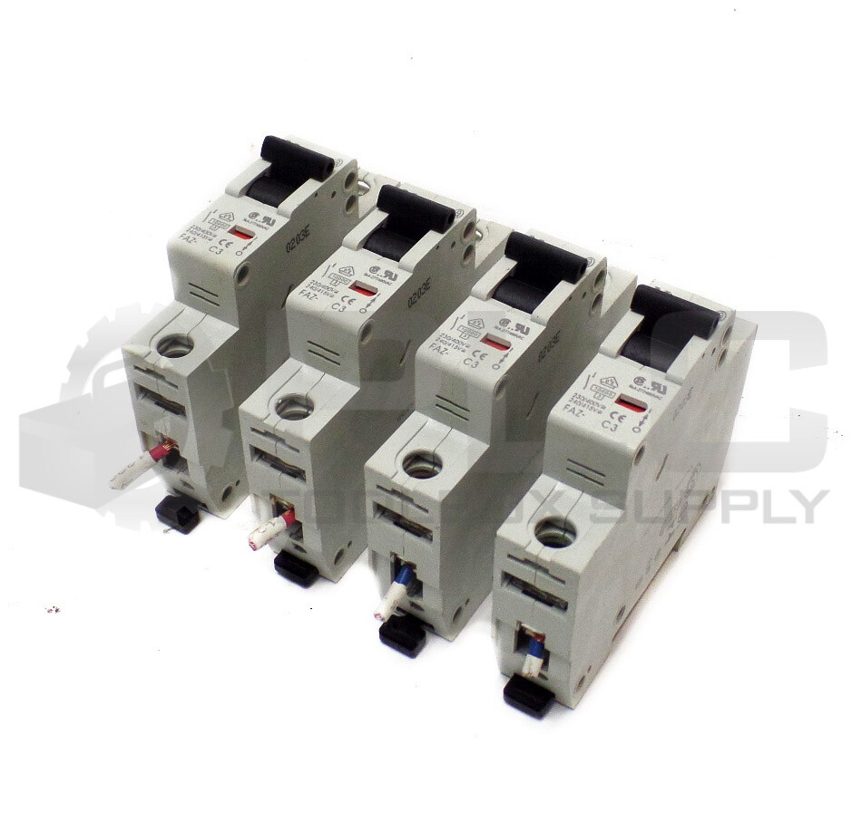 LOT OF 4 MOELLER FAZ-C3 CIRCUIT BREAKER 3AMP 1POLE