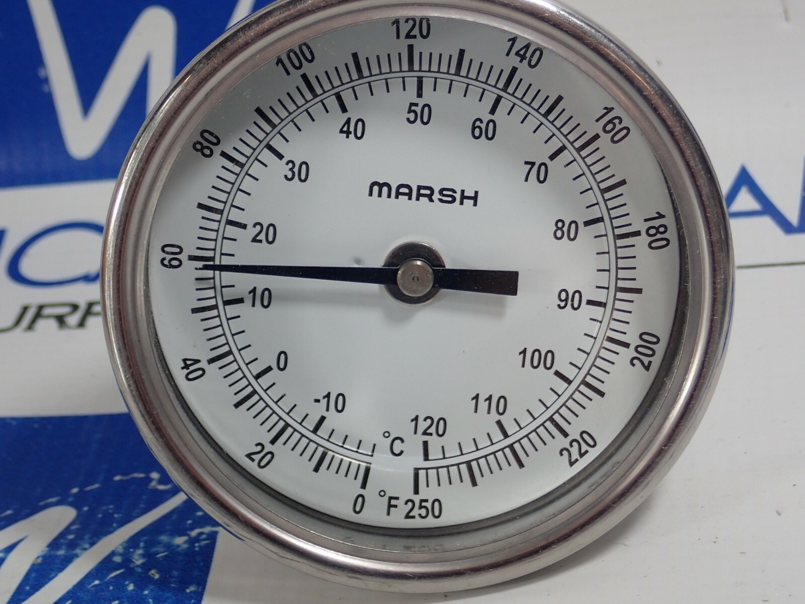 MARSH Temperature Gauge 0-250 Degrees F -20 to 120 Degrees C USED