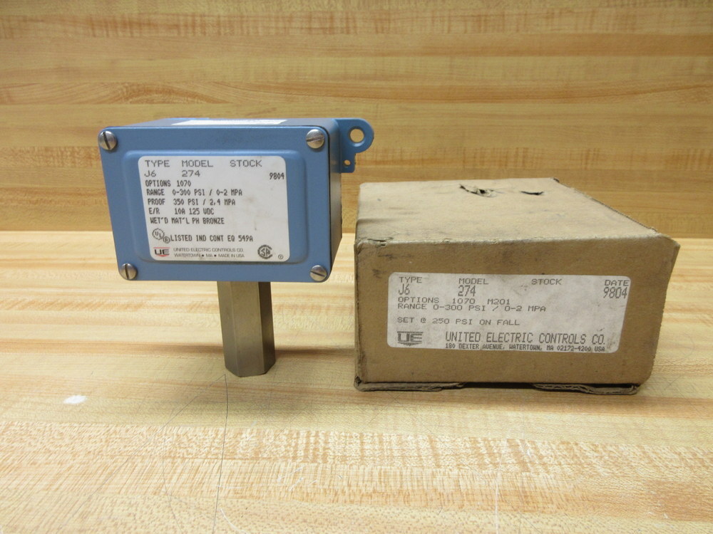 United Electric Controls Co J6-274-1070 UE Pressure Switch J6-274