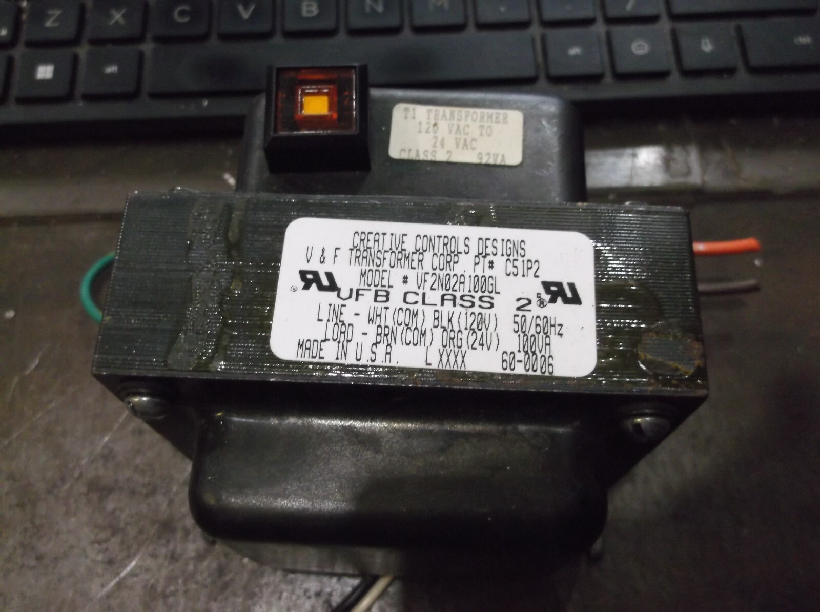 CREATIVE CONTROLS V&F TRANSFORMER CORP. VF2N02A100GL C51P2 TRANSFORMER (RR4)