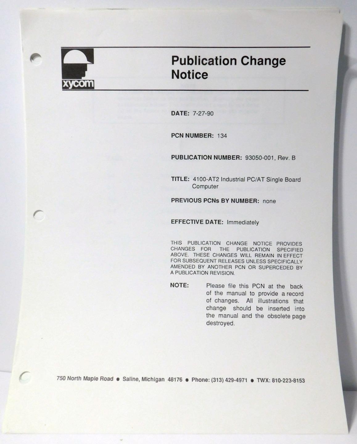 xycom 4100-AT2 Single Board Computer PC/ATbus Product Manual