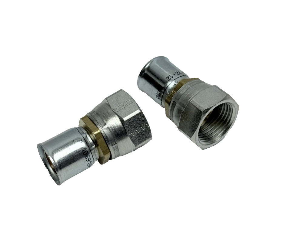 Lot Of 2, Parker 10691N-12-12 Female Swivel Adapter 3/4JIC X 3/4Hose Brass/Steel