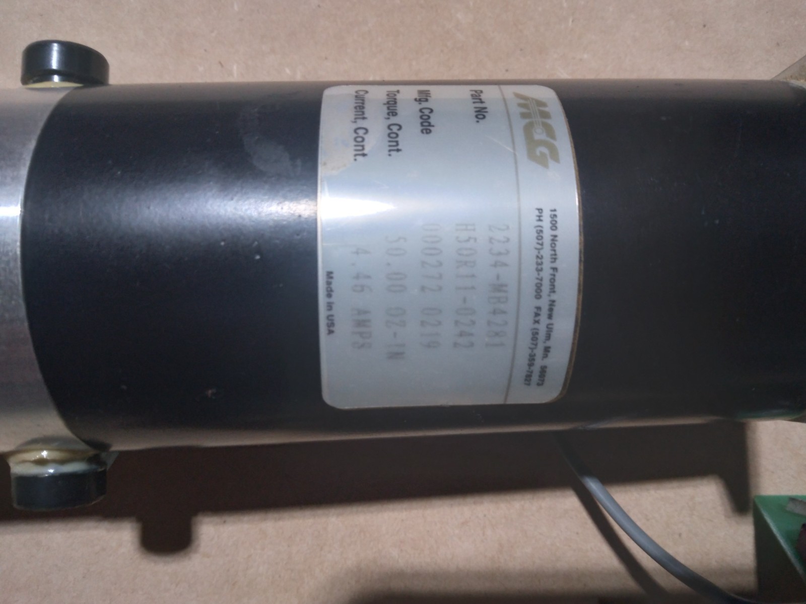 MCG Servo Motor and Encoder Part # 2234-MB4281 H50R11-0242 from Techno Isel Mill