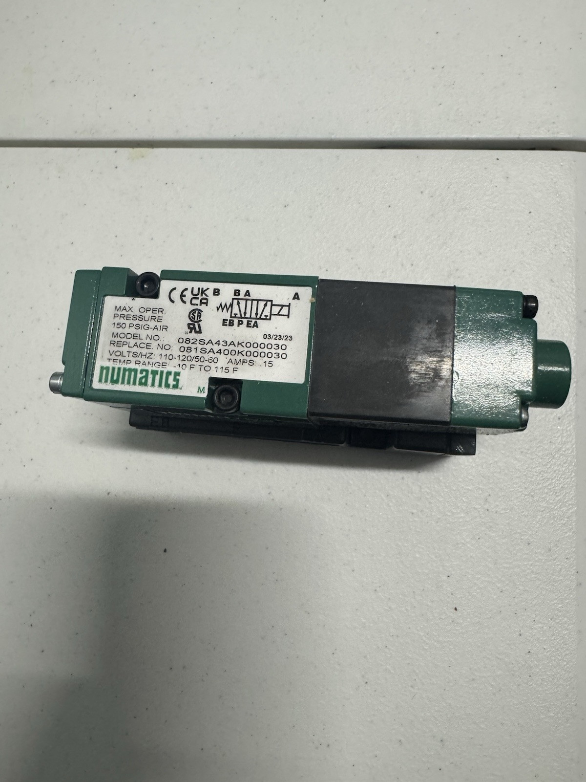 NUMATICS 082SA43AK000030 120V .15A 150PSI UNMP
