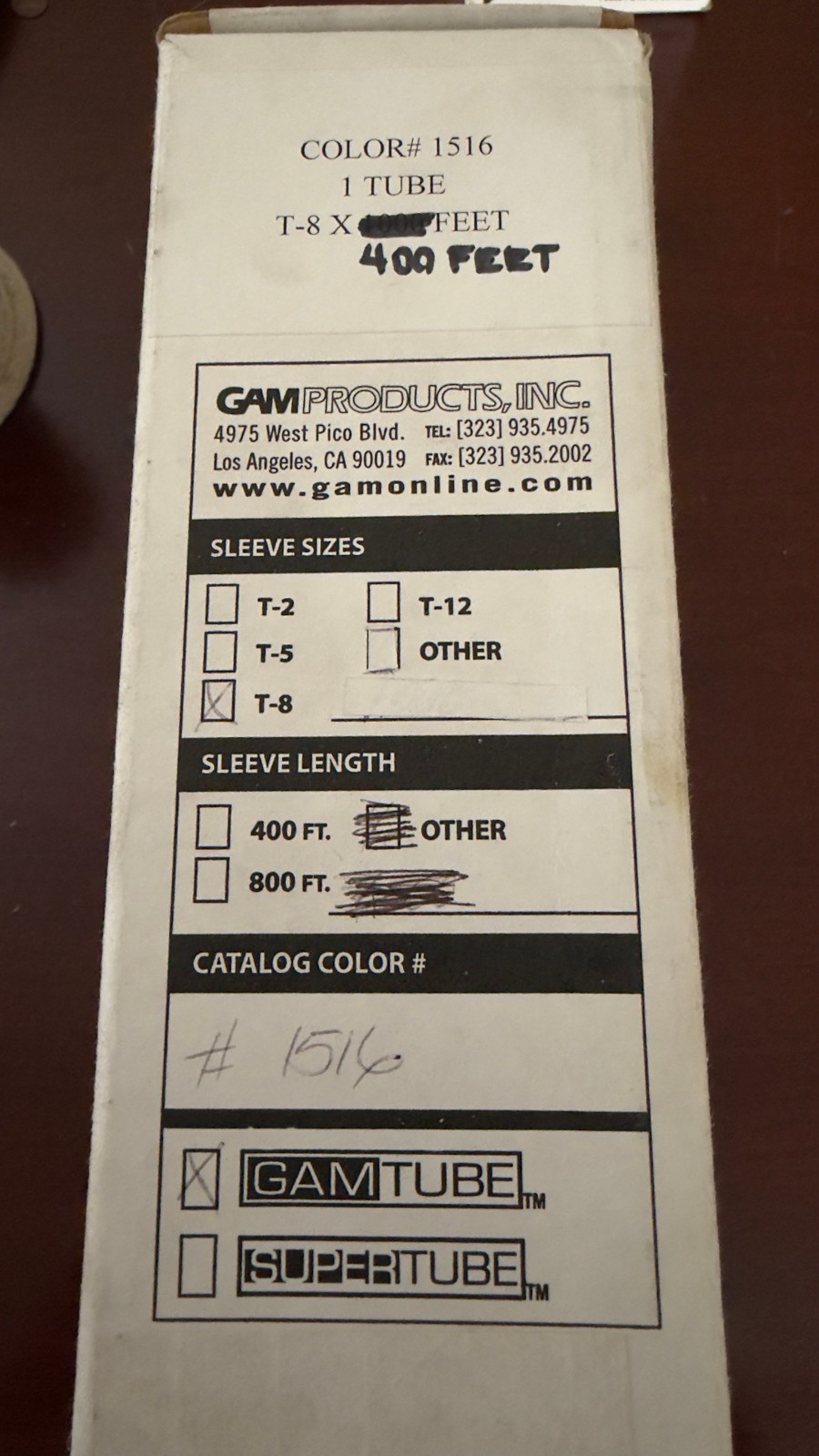 GAMTUBE Gel Sleeve Fits Over Fluorescent Tube Lighting T-8 400 Ft Color #1516