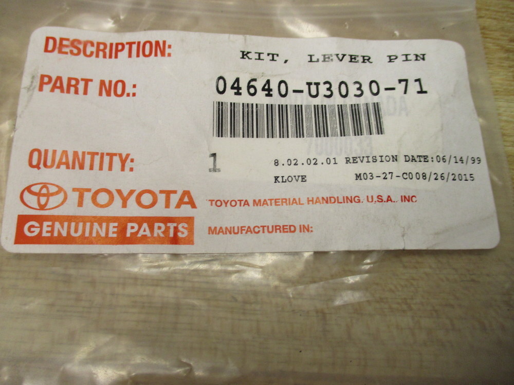Toyota 04640-U3030-71 Lever Pin Kit 04640U303071