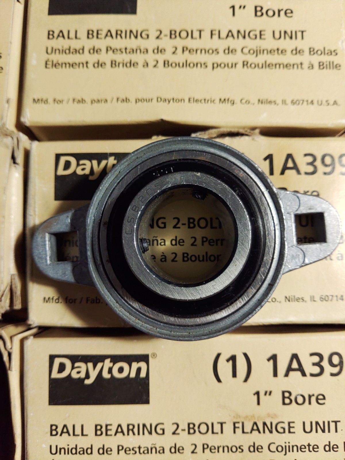 Dayton Ball Bearing 2-Bolt Flange Unit; 1″ Bore; Part No. 1A399 Pillow Block