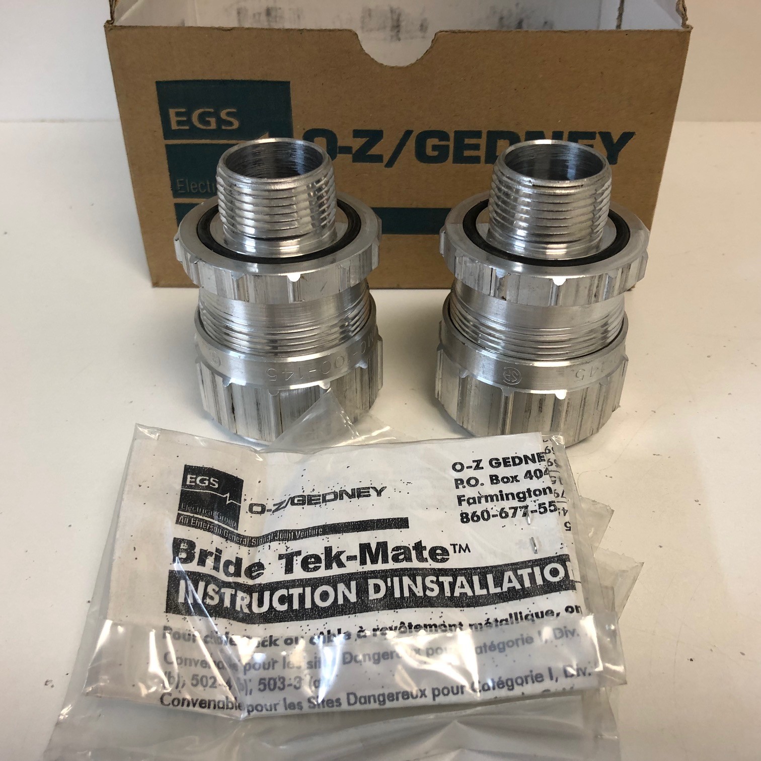 BOX OF 2 NEW! O-Z/GEDNEY ALUMINUM RAINTIGHT CABLE CONNECTORS JMC100-145